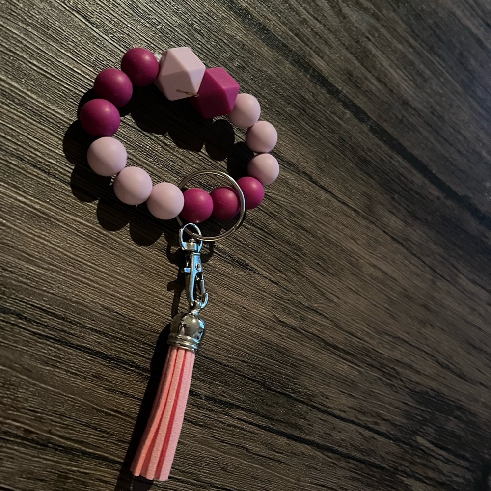 Silicone bead keychain wristlet